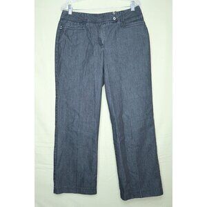 Larry Levine Straight Leg Jeans Black Crop Zip Fly Flap Womens Size 12 EUC